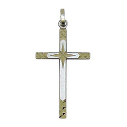 Silver-tone metal cross pendant - 25 x 40 mm