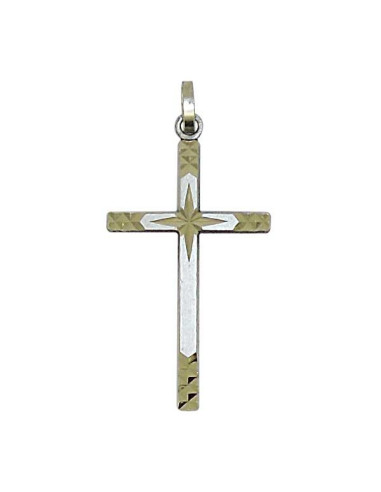 Ciondolo a croce in metallo color argento - 25 x 40 mm