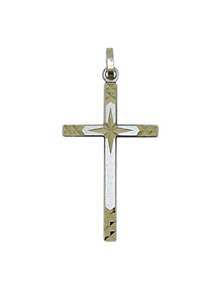 Ciondolo a croce in metallo color argento - 25 x 40 mm