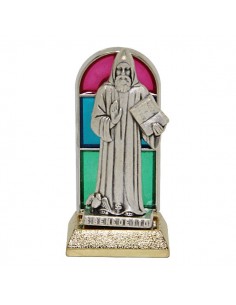 Sint Benedictusbeeldje in glas-in-lood - 6,7 cm