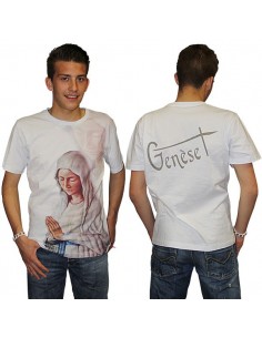 Jungfrau Maria T-Shirt, Jungfrau der Armen von Banneux Bildnis Siebdrucke