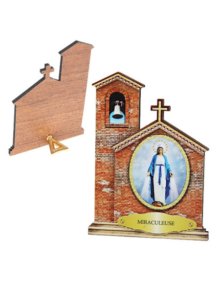 Bild Wundertätige Madonna in Kirchenform – MDF, 7 × 11 cm