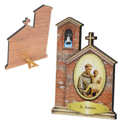 Cadre Saint Antoine à poser en forme d’église en MDF – 7 × 11 cm
