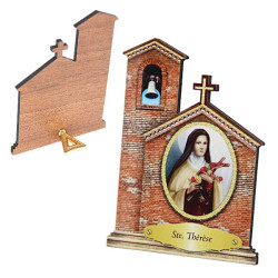 Staand kader heilige Theresia – Kerkvorm in MDF, 7 × 11 cm