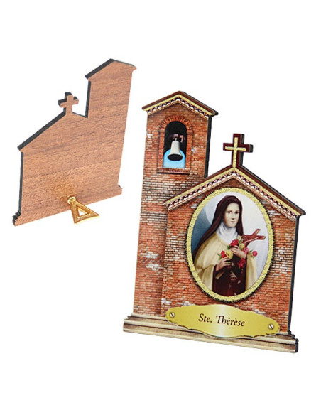 St Thérèse Standing Frame – MDF Church Shape, 7 × 11 cm