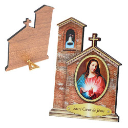 Heilig Hart van Jezus tafelkader in kerkvorm in MDF – 11 cm