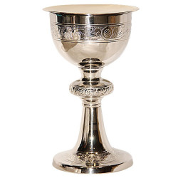 Calice in ottone nichelato argentato con patena – 20 cm, 450 ml