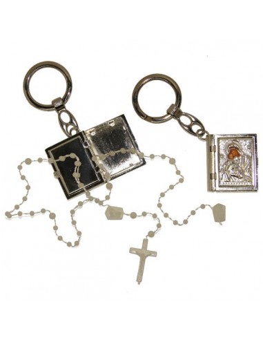 Keychain box plastic rosary Virgin Icon metal