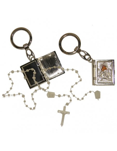 Keychain box plastic rosary Virgin Icon metal