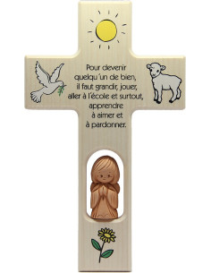 Wooden cross with angel terracotta child's room