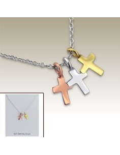 Collier petites croix trois couleurs - Argent 925