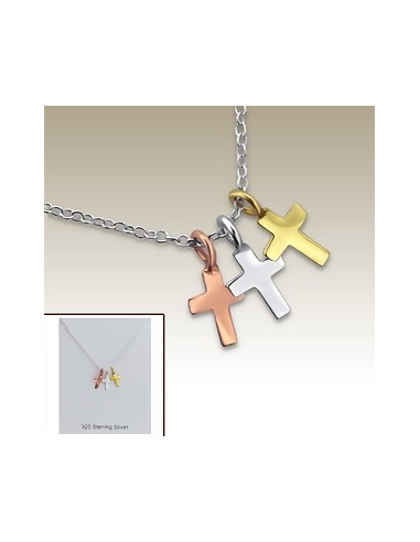 Ketting kleine kruizen drie kleuren - Zilver 925