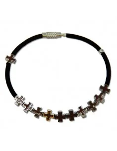 Bracelet croix métal brun