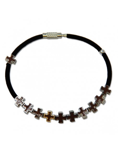 Brown metal cross bracelet
