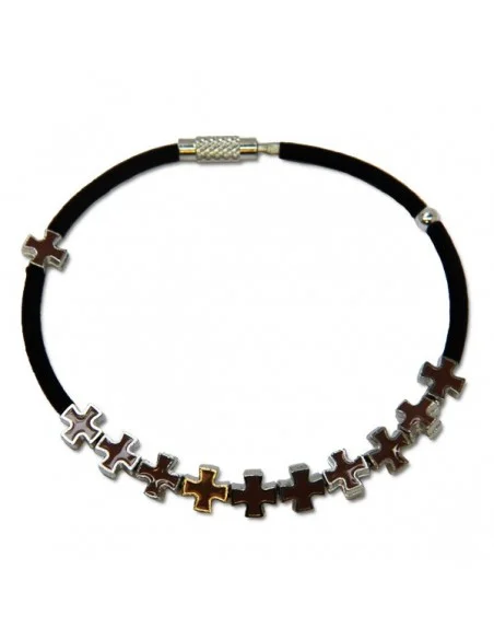 Brown metal cross bracelet