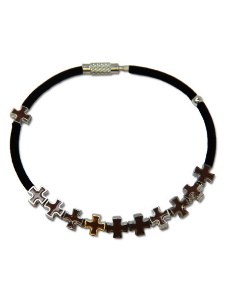 Pulsera cruz de metal marrón