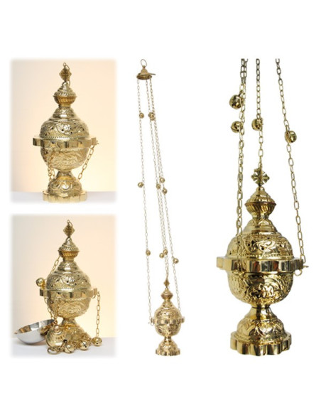 Carved censer with bells 25cm