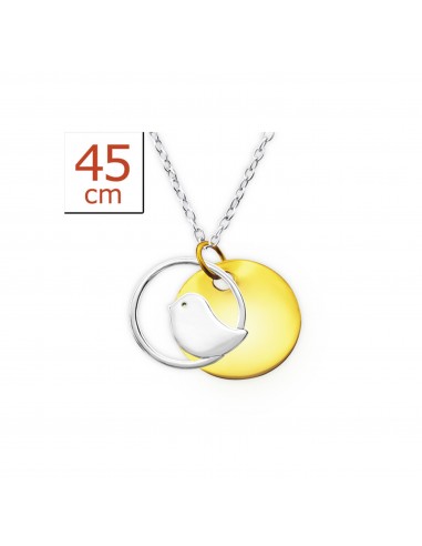 Collier petit oiseau deux couleurs - Argent 925