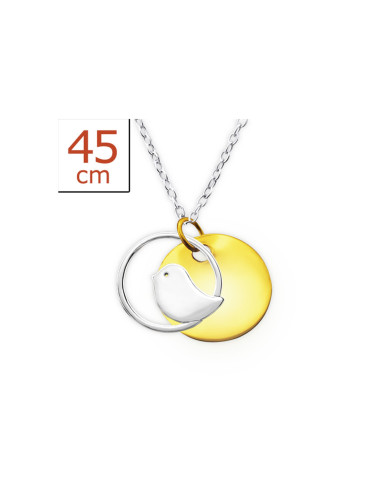 Necklace small bird two colors - Silver 925