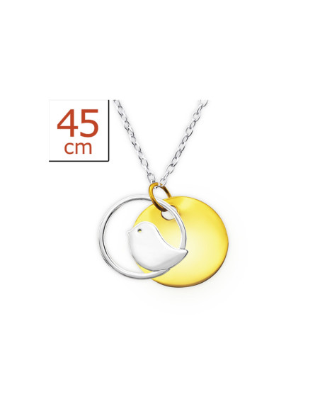 Collana uccellino due colori - Argento 925