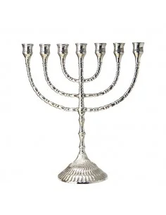 Candeliere Menorah con 7 rami color argento altezza 30 cm