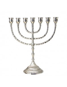 Menorah candlestick with 7 branches silver color height 30 cm