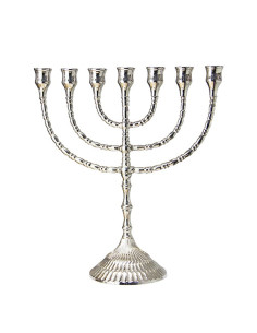 Menorah kandelaar met 7 takken zilverkleurige hoogte 30 cm
