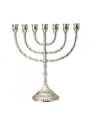Menorah candlestick with 7 branches silver color height 30 cm