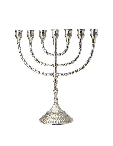 Candelabro de Menorah con 7 ramas color plata altura 30 cm