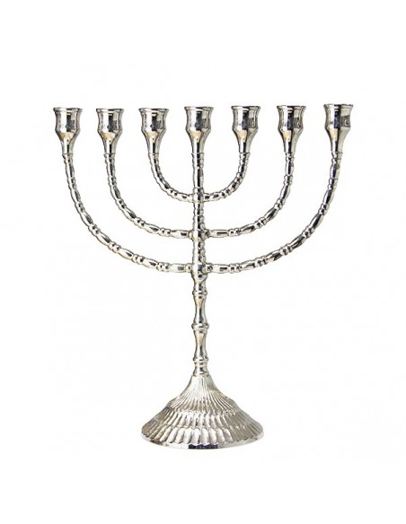 Menorah candlestick with 7 branches silver color height 30 cm