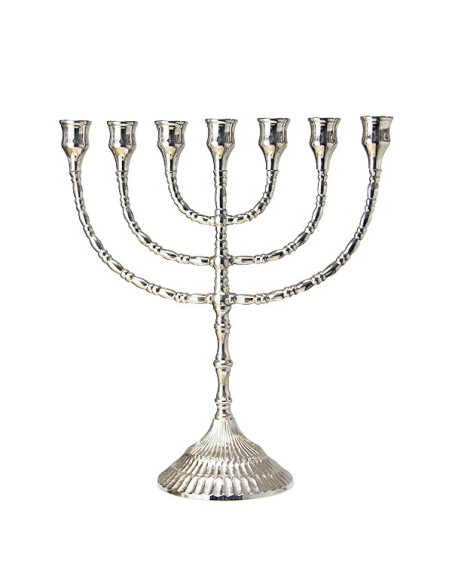 Candelabro de Menorah con 7 ramas color plata altura 30 cm