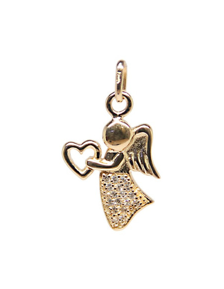 Pendentif ange brillant plaqué or avec cœur – bijou symbolique 2 cm