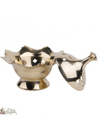 Copper censer carved like a flower