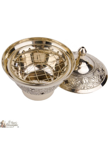 Incensiere in rame intagliato 10 cm - fregio floreale