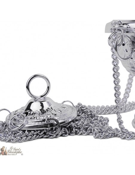 Carved silver incense burner with cross