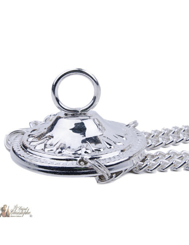 Quemador de incienso de plata tallada con cruz - lúpulo