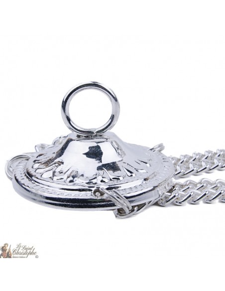 Carved silver incense burner with cross - hops