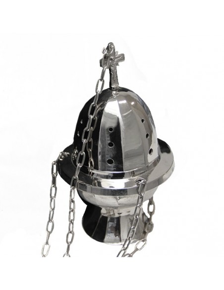 Hanging incense burner in silver color metal - angles