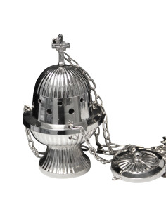 Incensiere in metallo color argento da appendere - linee