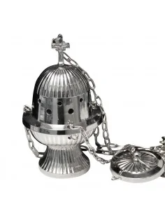 Incensiere in metallo color argento da appendere - linee