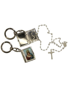 Key ring plastic rosary box Sacred heart of Jesus
