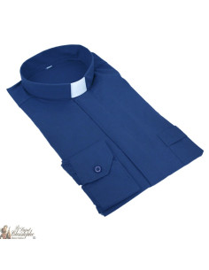 Chemise pour prêtre bleu marine manches longues