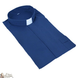 Marineblaues Priesterhemd kurzarm
