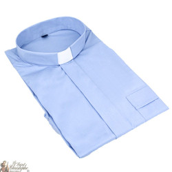 Chemise pour prêtre bleu ciel manches courtes