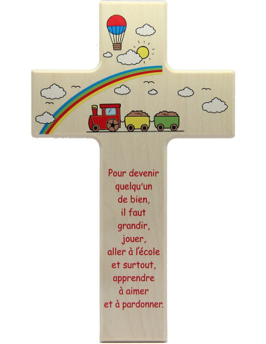 Houten kruis met engel-terracotta kinderkamer