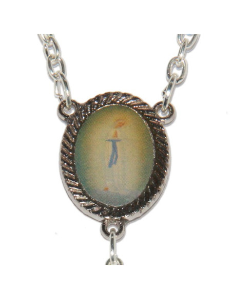 Banneux religioso rosario pietra gatto occhio bianco e blu