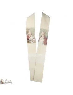 Priesterstola geborduurd met pausen Sint Johannes XXIII en Sint Johannes Paulus II