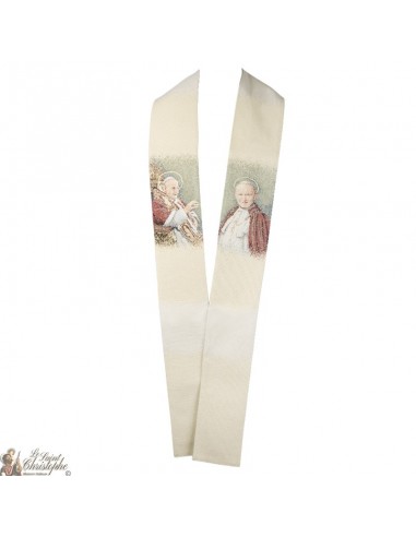Bestickte Priesterstola mit den Päpsten St. Johannes XXIII. und St. Johannes Paul II