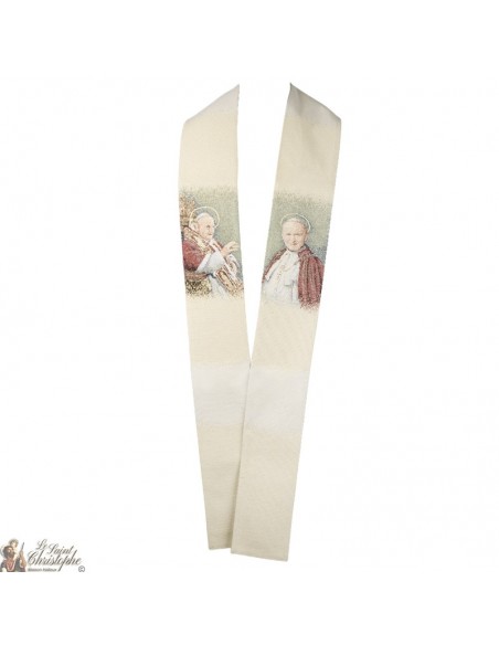 Bestickte Priesterstola mit den Päpsten St. Johannes XXIII. und St. Johannes Paul II