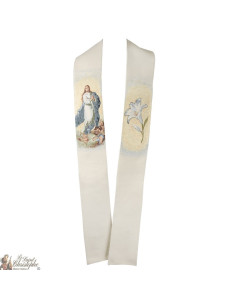 Étole prêtre brodée de la Vierge de l'assomption
